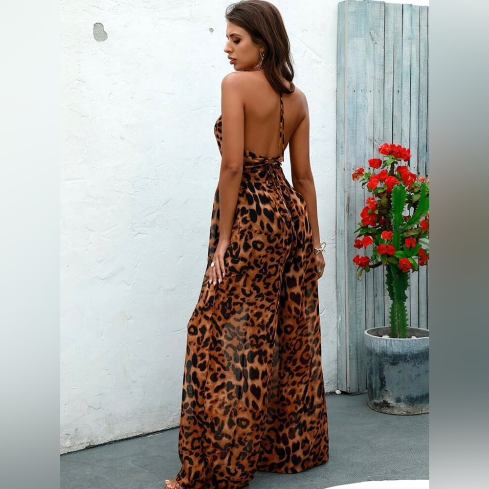 NEW! SHEIN Leopard Print Backless Jumpsuit